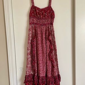 Multi floral print midi length tie back sun dress